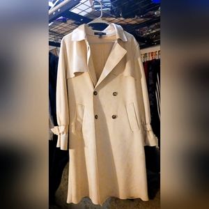 Forever 21 Cream Faux Suede Trench Coat